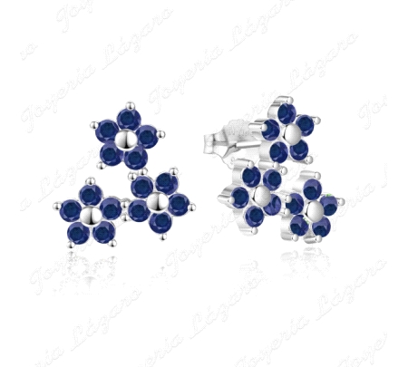 PEND. PLATA 3 FLORES CIRCOS AZULES C. PES.                                                          