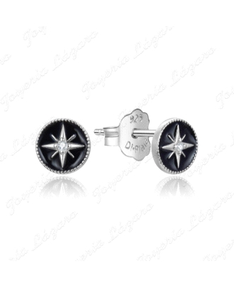 PEND. PLATA ROSA DE LOS VIENTOS ESMALTE NEGRO                                                       