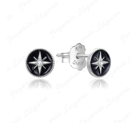 PEND. PLATA ROSA DE LOS VIENTOS ESMALTE NEGRO