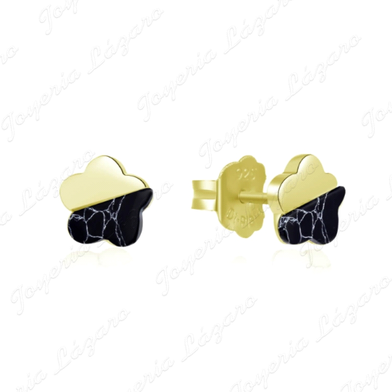PEND. PLATA CHAPADA ORO ESMALTE NEGRO C. PRES.                                                      