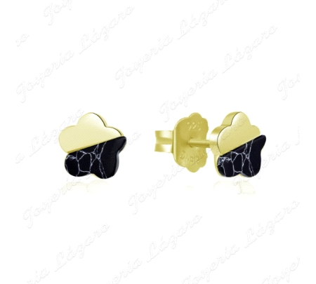 PEND. PLATA CHAPADA ORO ESMALTE NEGRO C. PRES.