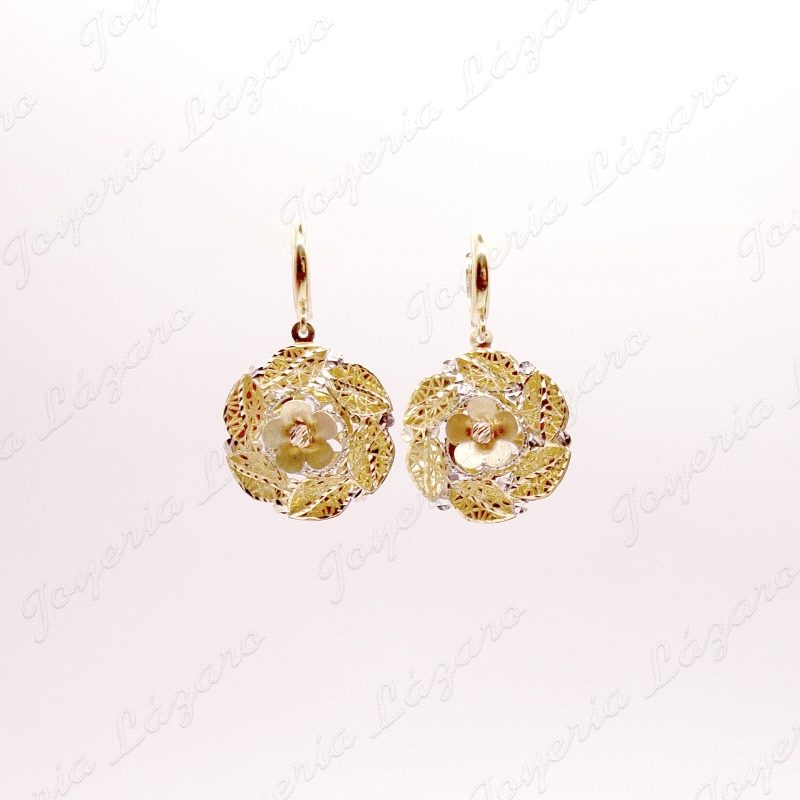 PEND. LARGOS ORO 18KT OCASION BICOLOR D. ITALIANO FLOR EN HILO+FLOR                                 