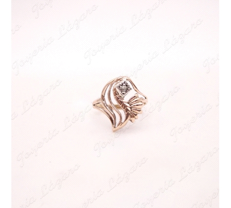 SORTIJA ORO 14KTS USADO ONDAS CALADAS CUADRADO ORO BL                                               