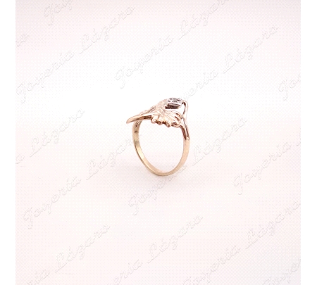 SORTIJA ORO 14KTS USADO ONDAS CALADAS CUADRADO ORO BL