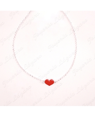 TOBILLERA PLATACADENITA FORZADA+CORAZON ESMALTE ROJO                                                