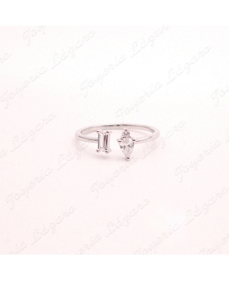 SORTIJA PLATA ABIERTA/AJUSTABLE CIRCO BAGUETTE+CIRCO MARQUESA                                       
