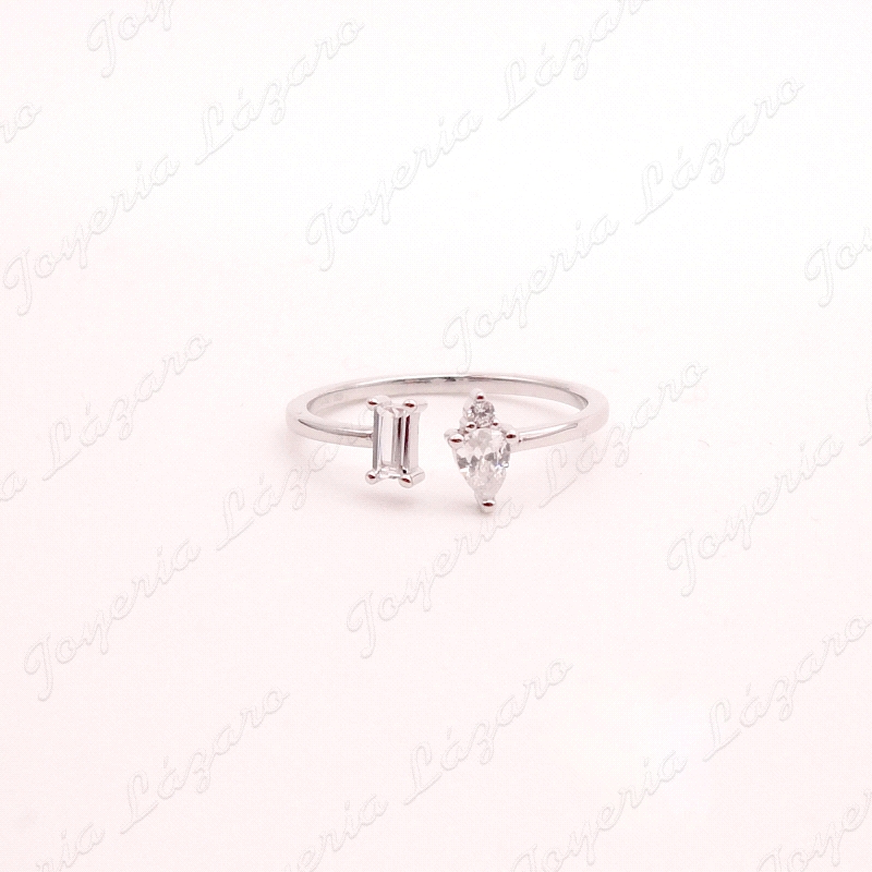 SORTIJA PLATA ABIERTA/AJUSTABLE CIRCO BAGUETTE+CIRCO MARQUESA                                       
