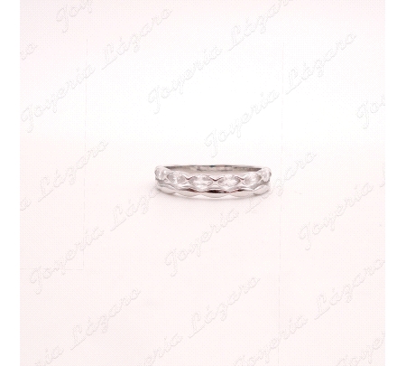 SORTIJA PLATA DOBLE TRENZADO + CIRCONITA MARQUESA