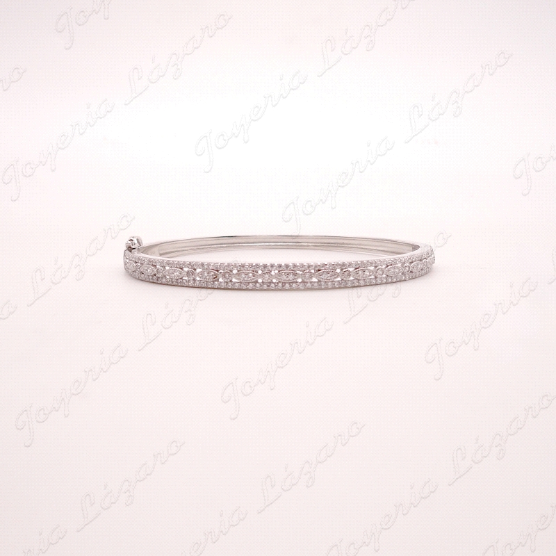 PULSERA 1/2 CAÑA PLATA MICROCIRCONITAS OVAL 66MM                                                    