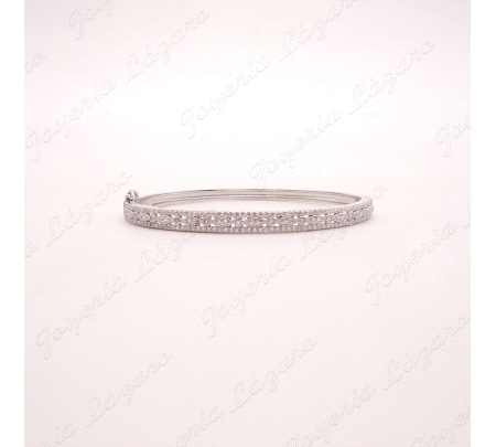 PULSERA 1/2 CAÑA PLATA MICROCIRCONITAS OVAL 66MM