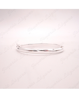 PULSERA 1/2 CAÑA PLATA 1/2 CAÑA LISA 6MM ANCHA, OVAL 65MM                                           