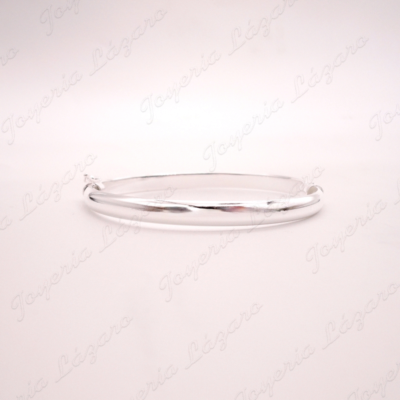 PULSERA 1/2 CAÑA PLATA 1/2 CAÑA LISA 6MM ANCHA, OVAL 65MM                                           