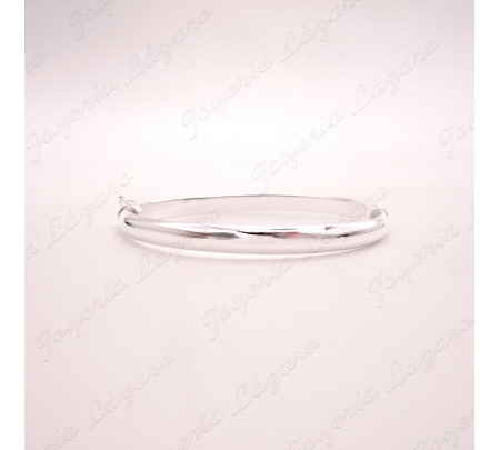 PULSERA 1/2 CAÑA PLATA 1/2 CAÑA LISA 6MM ANCHA, OVAL 65MM