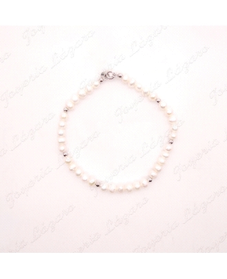 PULSERA PLATA PERLAS CULTIVADAS+BOLITAS ENTREPIEZAS                                                 
