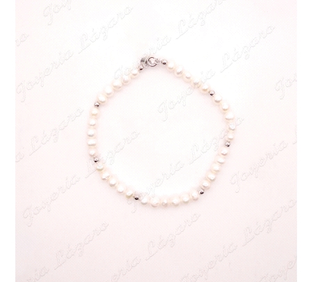 PULSERA PLATA PERLAS CULTIVADAS+BOLITAS ENTREPIEZAS