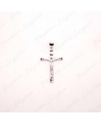 CRUZ PLATA TABLA CON CRISTO 21X34MM                                                                 