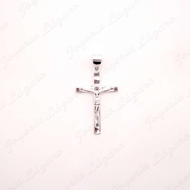 CRUZ PLATA TABLA CON CRISTO 21X34MM                                                                 