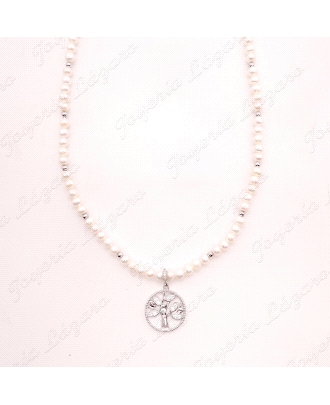 GARGANTILLA PLATA PERLAS+BOLITA PLATA+ ARBOL VIDA                                                   
