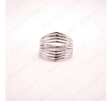 SORTIJA PLATA PICOS BANDAS