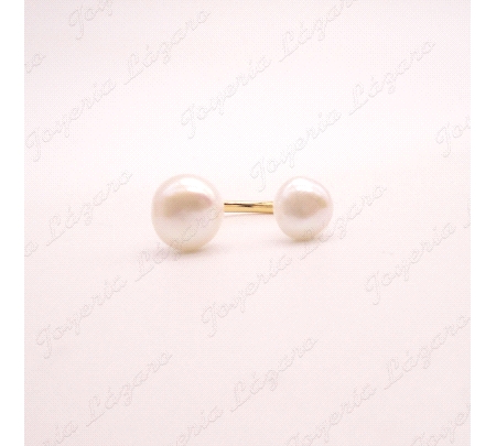 SORTIJA PLATA CHAPADA 2 PERLAS CULTIVADAS