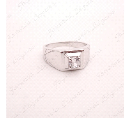 SORTIJA PLATA   SOLITARIO CABALLERO CUAJO 4 GARRAS