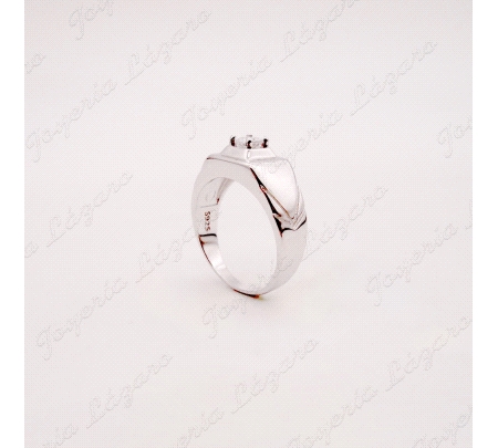 SORTIJA PLATA   SOLITARIO CABALLERO CUAJO 4 GARRAS