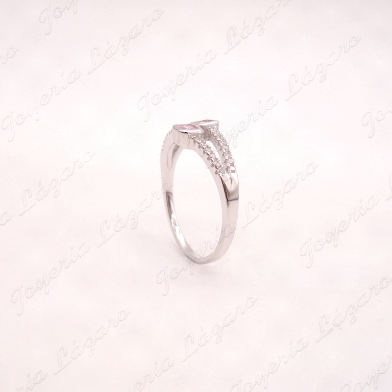 SORTIJA PLATA 2 CIRCONITAS ROSA CUADRADAS + MICROENGASTE