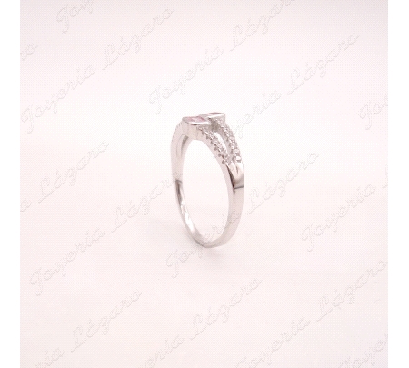 SORTIJA PLATA 2 CIRCONITAS ROSA CUADRADAS + MICROENGASTE