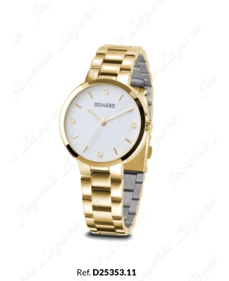 DUWARD RELOJ  SRA. ACERO DORADO ESF. BLANCA CIRCO. EN 3-6-9-12                                      