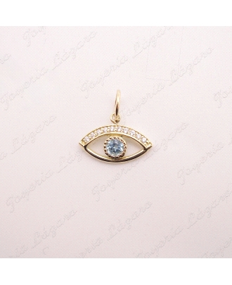 COLGANTE ORO 18 KTS OJO TURCO /OJO HORUS TOPACIO 13X7MM                                             