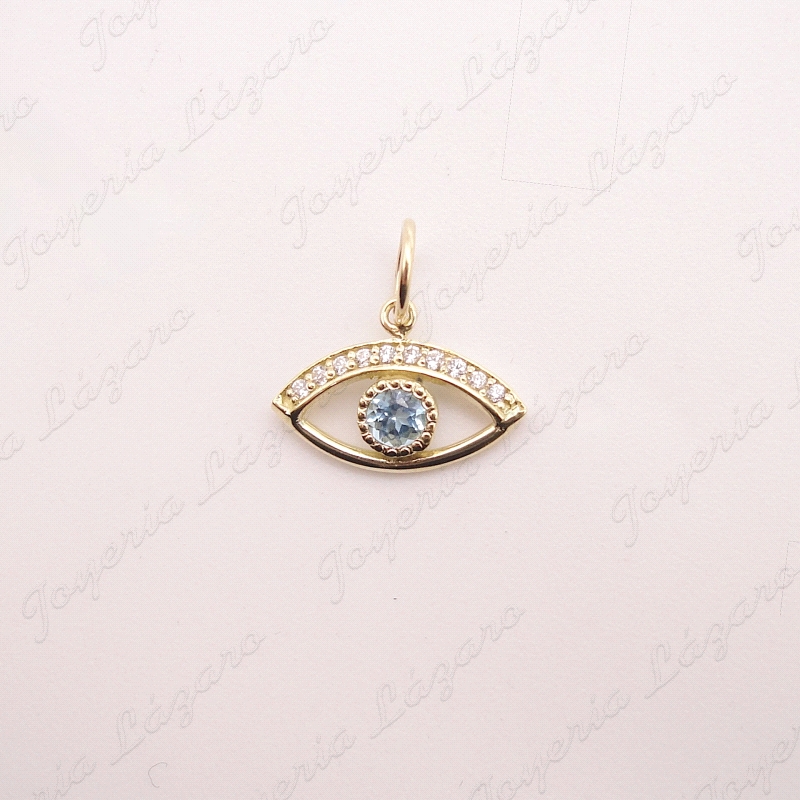 COLGANTE ORO 18 KTS OJO TURCO /OJO HORUS TOPACIO 13X7MM                                             