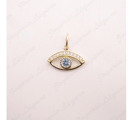 COLGANTE ORO 18 KTS OJO TURCO /OJO HORUS TOPACIO 13X7MM