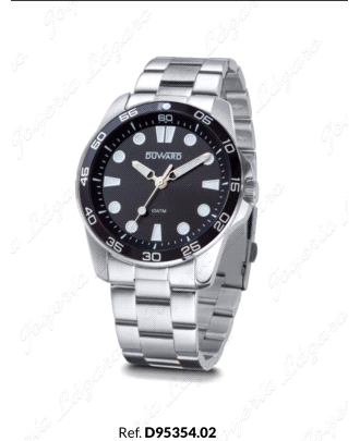 DUWARD RELOJ CABALLERO ACERO ESF. Y BISEL NEGRO SEÑALES BL                                          