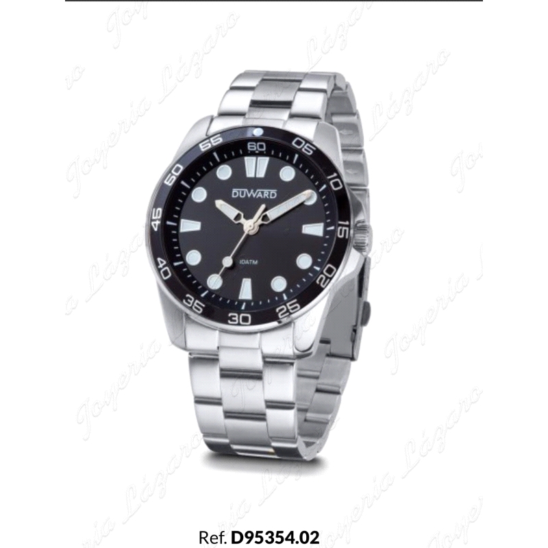 DUWARD RELOJ CABALLERO ACERO ESF. Y BISEL NEGRO SEÑALES BL                                          