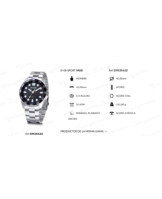DUWARD RELOJ CABALLERO ACERO ESF. Y BISEL NEGRO SEÑALES BL                                          