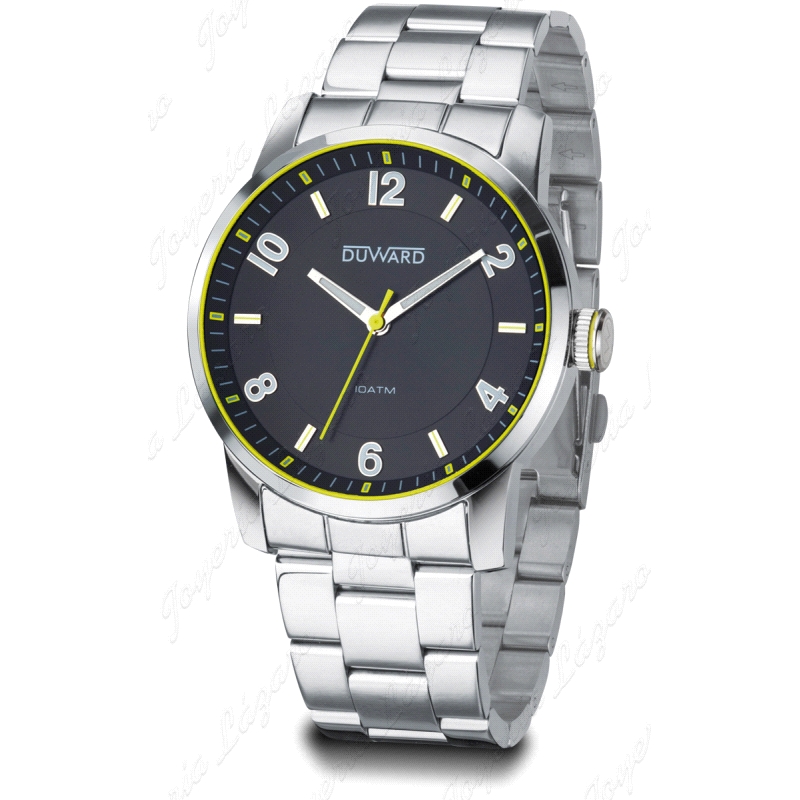 DUWARD RELOJ CABALLERO ACERO ESF. NEGRA FIO AMARILLO                                                