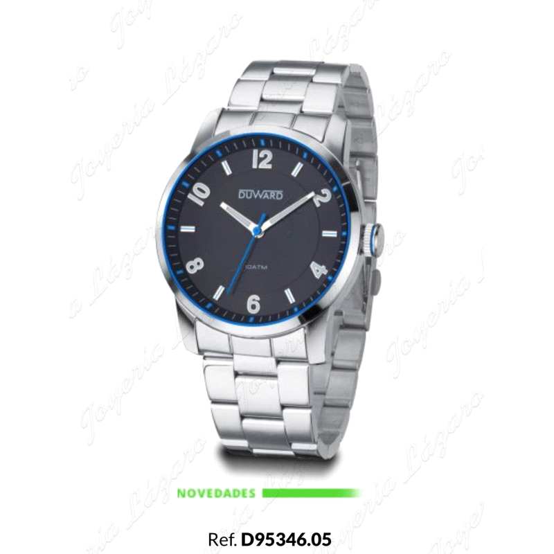 DUWARD RELOJ CABALLERO ACERO ESF. NEGRA FILO AZUL                                                   