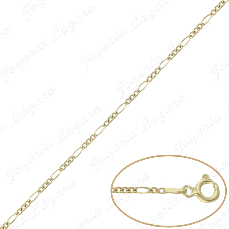 CADENA 50 CM. PLATA CHAPADA ORO 3X1 2MM                                                             