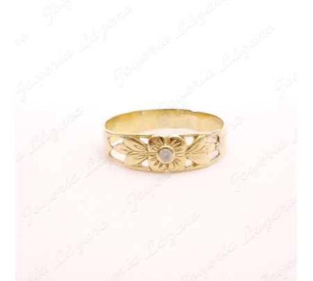 SORTIJA ORO 18KT OCASION FLOR CIRCO PETALOS CALADOS