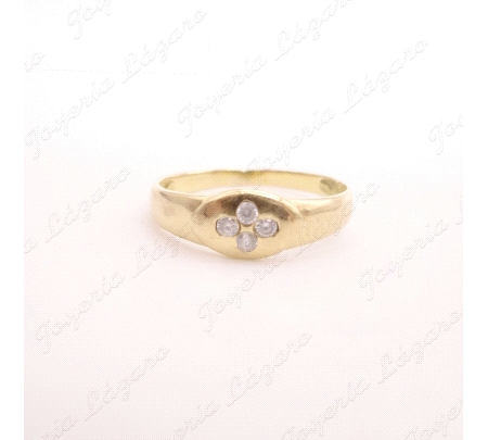 SORTIJA ORO 18KT OCASION CABEZA OVALO 4CIRCOS.