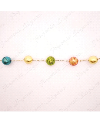 PULSERA ORO 18KT OCASION BOLAS CRISTAL FANTASIA COLORES                                             