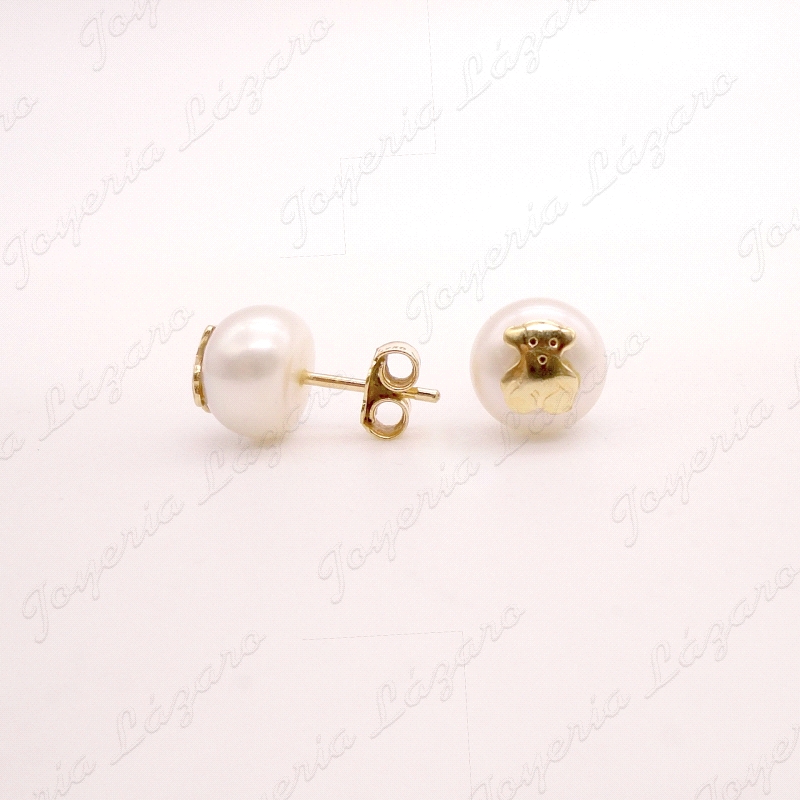 PEND. ORO 18KT OCASION PERLA CULT. 9MM+OSITO TOUS ORIGINAL                                          
