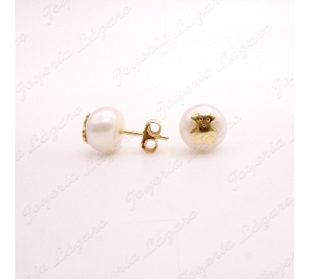 PEND. ORO 18KT OCASION PERLA CULT. 9MM+OSITO TOUS ORIGINAL                                          