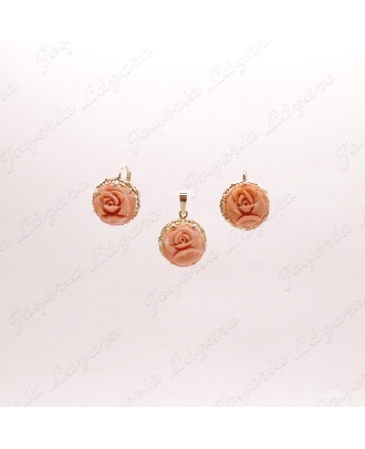 JUEGOS ORO 18KT OCASION PEN+COG. ROSA CORAL FINO                                                    