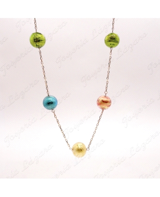 COLLAR ORO 18KT OCASION BOLAS CRISTAL FANTASIA COLORES                                              