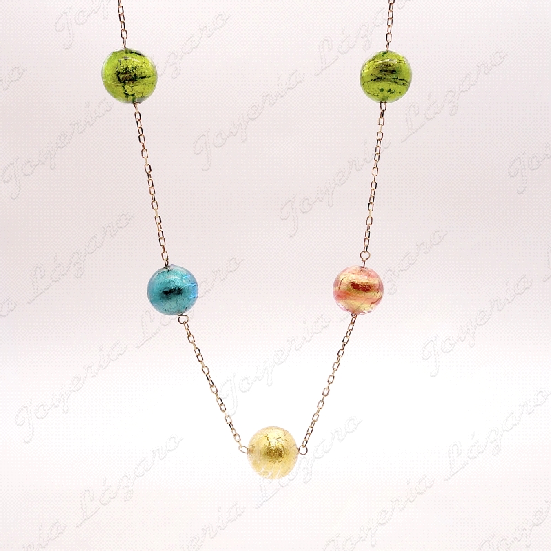 COLLAR ORO 18KT OCASION BOLAS CRISTAL FANTASIA COLORES                                              