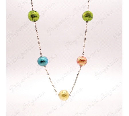 COLLAR ORO 18KT OCASION BOLAS CRISTAL FANTASIA COLORES