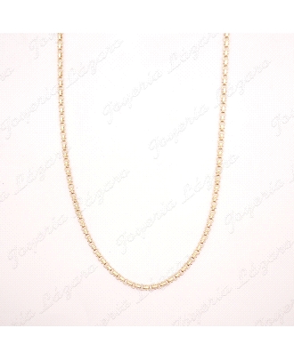 CADENA 60 CM. ORO 18KT OCASION MACIZA DISEÑO ASAS CIRCULO+ASAS RECTANG                              