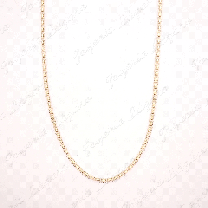 CADENA 60 CM. ORO 18KT OCASION MACIZA DISEÑO ASAS CIRCULO+ASAS RECTANG                              