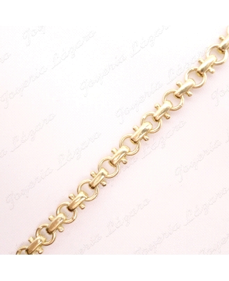 CADENA 60 CM. ORO 18KT OCASION MACIZA DISEÑO ASAS CIRCULO+ASAS RECTANG                              